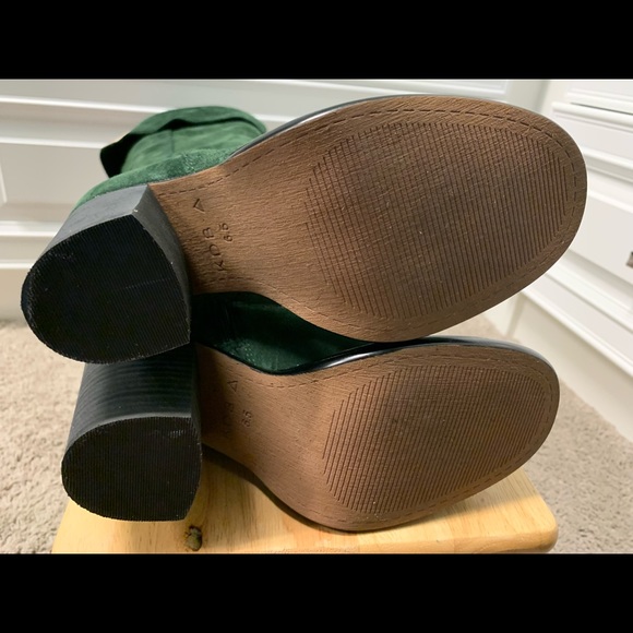 Tall Dark Green Suede Boots - Picture 7 of 11